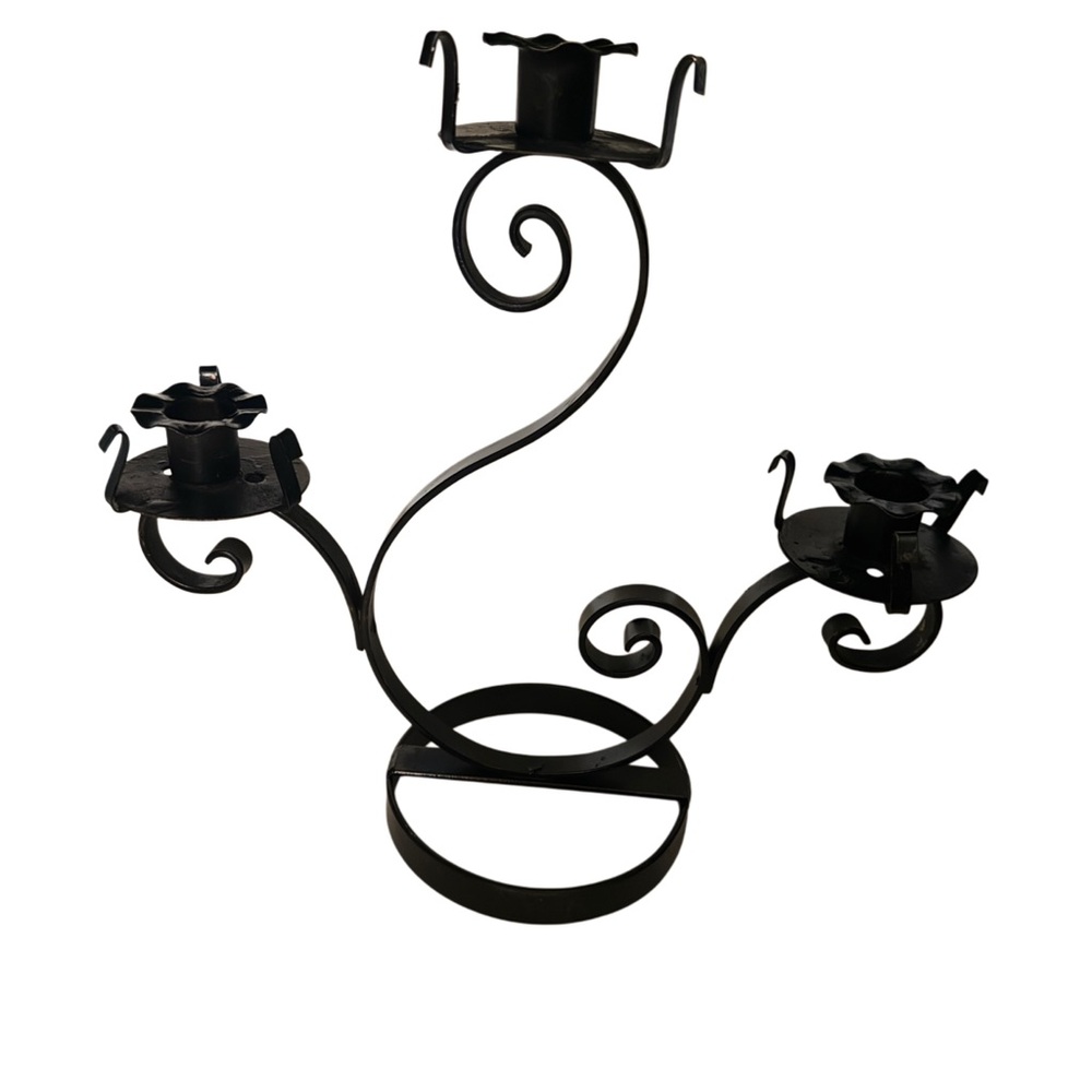 Gothic three arm Black Metal Candelabra candle holder